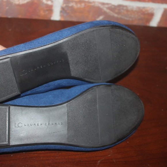 LC Lauren Conrad Blue Suede Ballet Flats Gold metal Feather on toe 7.5M EUC… - Picture 4 of 5